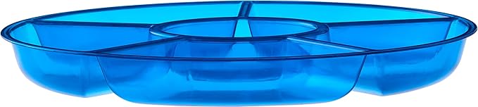 Plasticpro 6 Sectional Round Plastic Serving Tray/Platter (2, Blue)