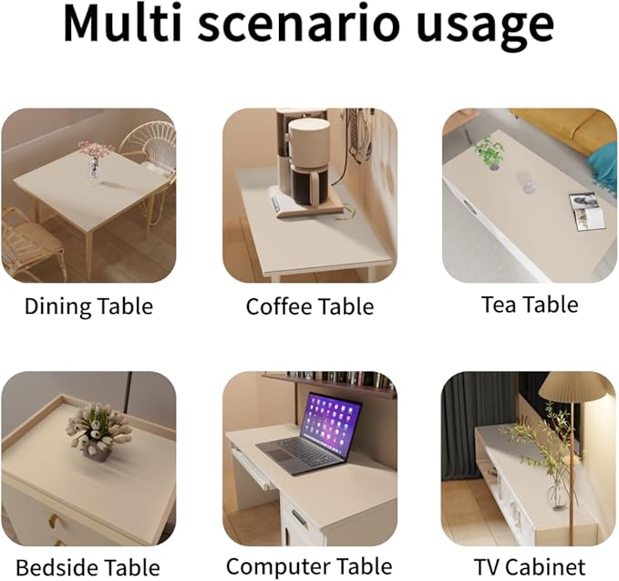 Leather Table Cover,1.8mm Thick,42x90 Inch Table Protector,Table Protector for Dining Room Table,Dining Table Cover,Table Top Cover.(Off White+Light Gray,42x90)