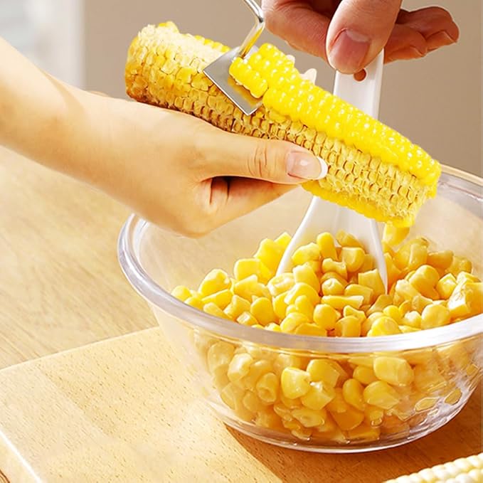 2025 New Long Handle Stainless Steel Corn Stripping Tool, Easy Clean Corn Cob Peeler Corn Peeler Tool, Corn Peeler Stainless Steel Splitter Tool Suitable for Home Kitchen (A-2Pcs)