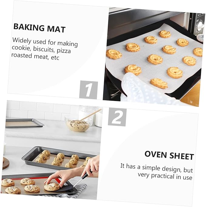 Cabilock 4pcs Silicone Fiberglass Baking Mat Heatproof Oven Mat Nonstick Baking for Cookie Biscuit Pizza Making