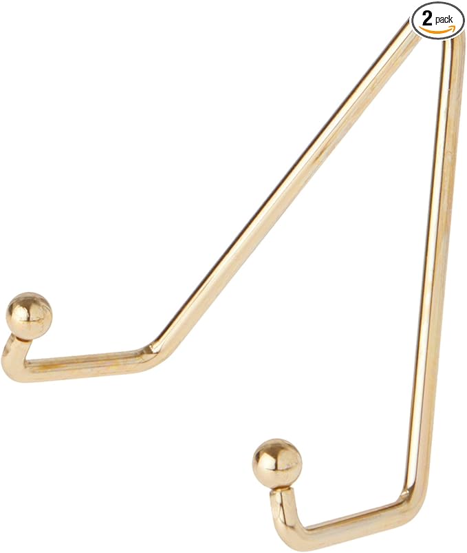 Bard's Shiny Gold-toned Wall Mountable Plate Hanger, 4.25" H x 3.75" W x 2" D (For Plates 5" - 8"), Pack of 2