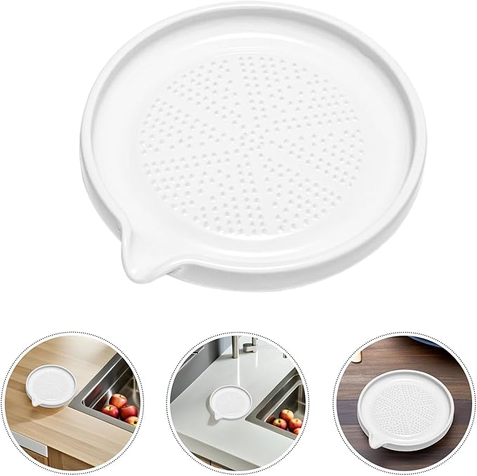 5" Ceramic Grater for Ginger Garlic, Ceramic Grinder Plate, Multi-Purpose Non-Slip Zester for Cheese, Citrus, Chocolate & Spices, Rust-Proof & Dishwasher Safe, Medium-Fine Grater Surface
