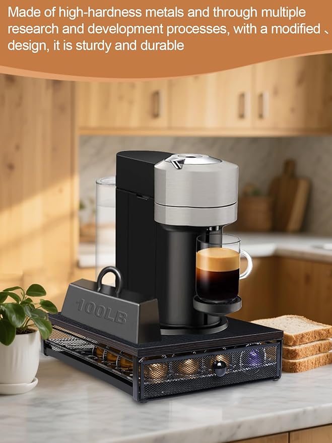 Sedegn Coffee Pod Holder Drawer Organizer Capsules Storage Organizer with Sliding Drawer Compatible For Pods, Holds up to 56 Small or 28 Big Pods Black