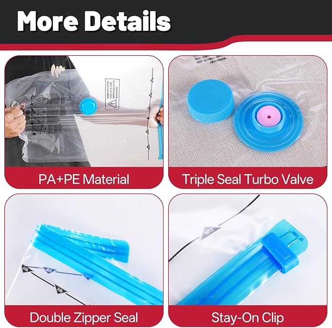 Vacuum Storage Bags with Portable Electric Pump,Vacuum Seal Bags for Clothing,Space Saver Bags,Vacuum Travel Bags for Luggage(Combo 8 Pack)