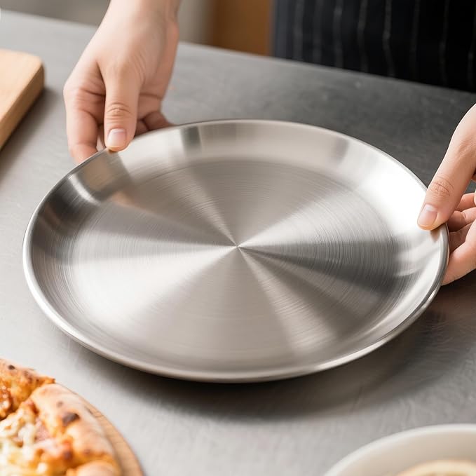 AWTBDP 13½ Inch Pizza Pan for Oven, Non-Stick Large Round Stainless Steel Pizza Pans, Durable Non-Toxic Pizza Tray for Cookie Pizza Pie Cake, Easy Clean & Dishwasher Safe