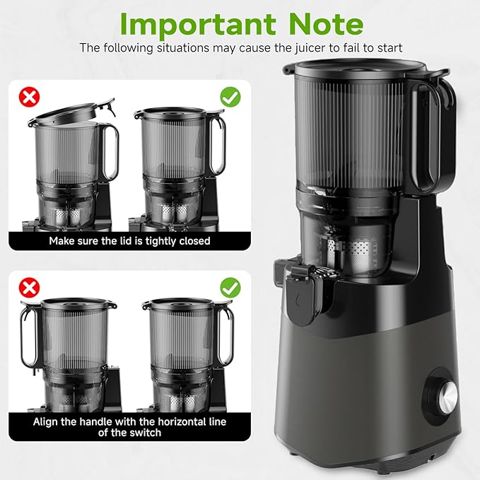 EanOruus Cold Press Juicer, 5.8" Wide Feed Chute Juice Extractor Machine with 400W, High Juice Yield, Slow Masticating Juicer for Whole Vegetables & Fruits, Dark Grey