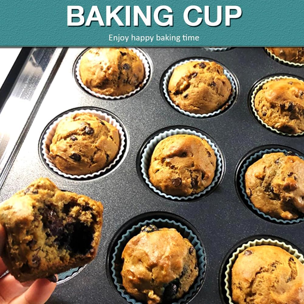 Extra Large Silicone Cupcake Muffin Cups 24 Pcs, 3.54 Inch Muffin Liners, Reusable Large Silicone Baking Cups Easy to Clean, Great for Cupcake, Mousse