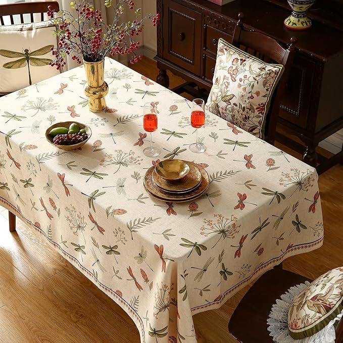 ISAENNE Designer Floral Linen Square Tablecloth,French Off White Elegant Table Cloth,Fall Washable Home Decor Tablecloths for Dining Thanksgiving Kitchen Christmas Party,67"*67"-Grace B