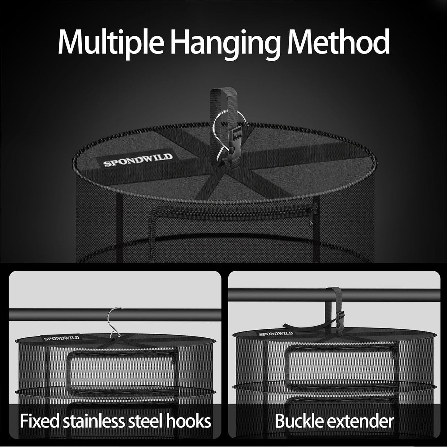 Herb Drying Rack Hanging Mesh Net,Large 6+1 Layer Plant Drying Rack with Door-Type Zipper & Closed Storage Compartment for Folding Basket Dryer Fiting in Grow Tents,Garden Outdoor