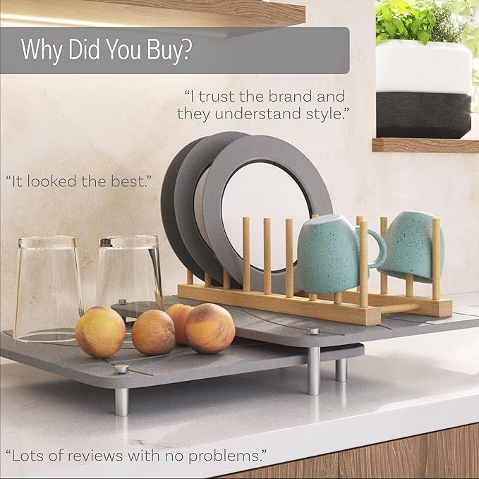 Large Stone Drying Mat for Kitchen Counter | 15.8โ x 11.8โ Dish Drying Mat Large | Diatomaceous Earth Collapsible Stone Dish Drying Mat | Collapsible Stone Mat for Kitchen Counter (Light Gray)
