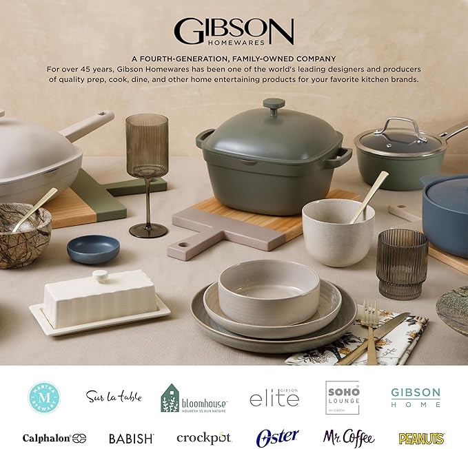Gibson Home Rockaway 12-Piece Stoneware Dinnerware Set, Service for 4 – Modern Round Plates and Bowls, Dishwasher & Microwave Safe, Black