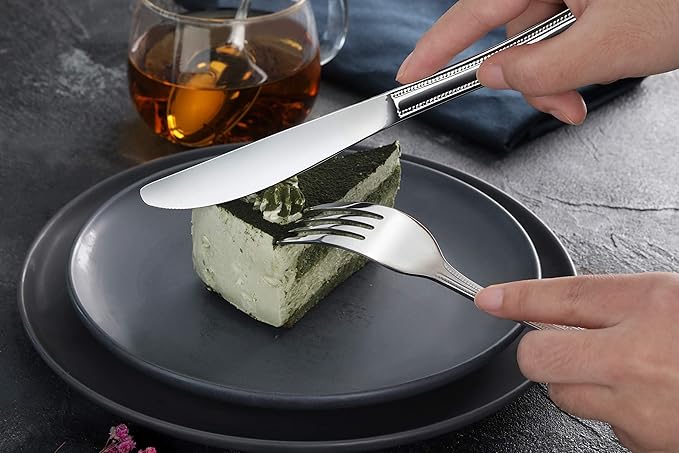 New Star Foodservice 58444 Bead Pattern, Stainless Steel, Dinner Knife, 8.5-Inch Set of 12