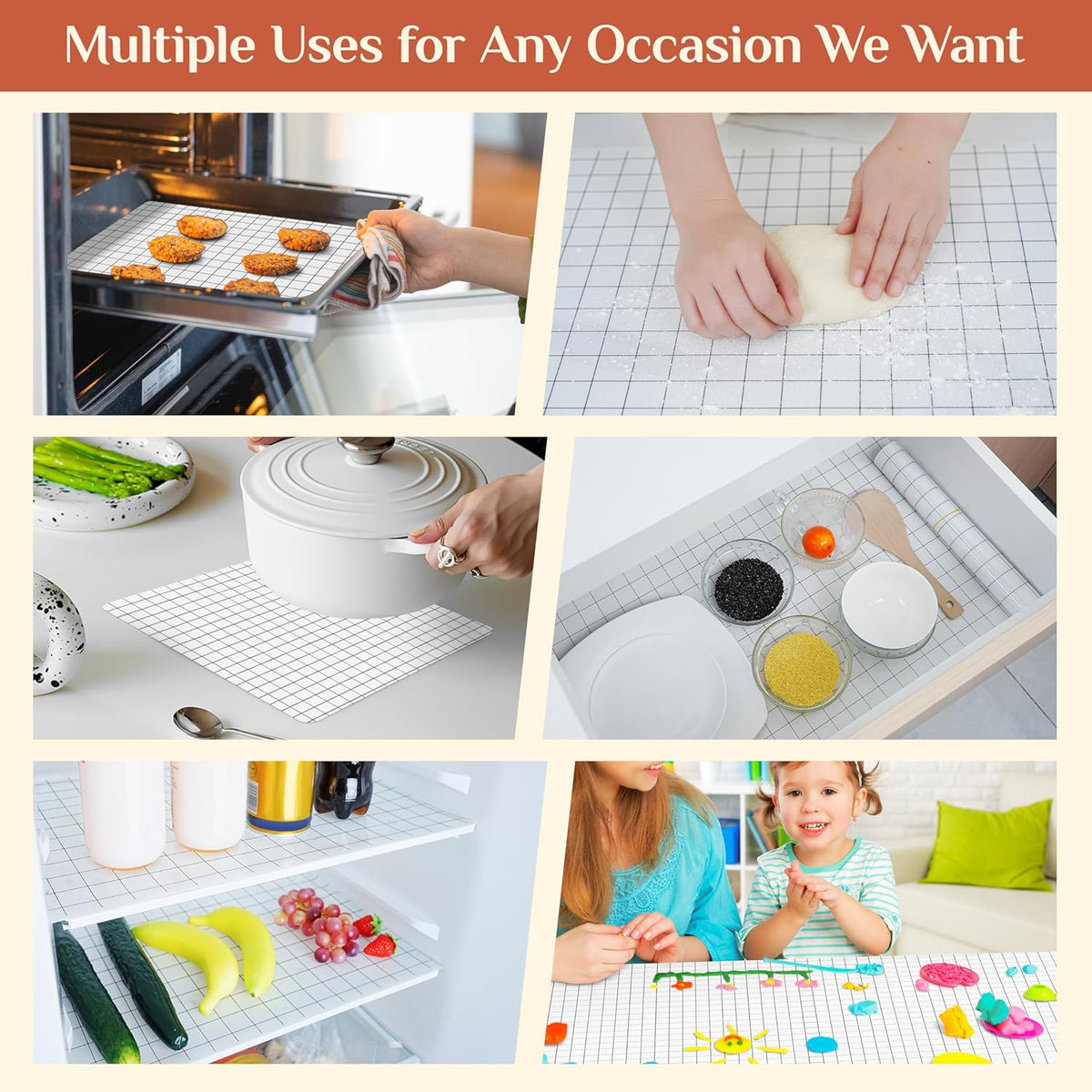 Silicone Baking Mat, 16 IN x 10 FT Free Cutting Baking Sheet,Non-Stick Reusable Dough & Pastry Mat,Non-Slip Silicone Mat Roll for Air Fryer Liner,Freeze Dryer,Oven Baking Pan,Kitchen Counter