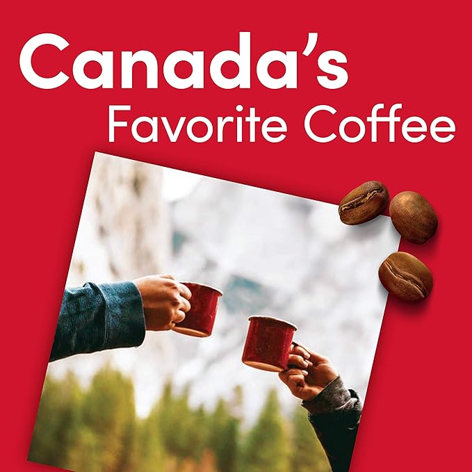 Tim Hortons Dark Roast, Rich Ground Coffee, Perfectly Balanced, Always Smooth, Made with 100% Arabica Beans, 72 Ounce, 12 Oz (Pack of 6), Red