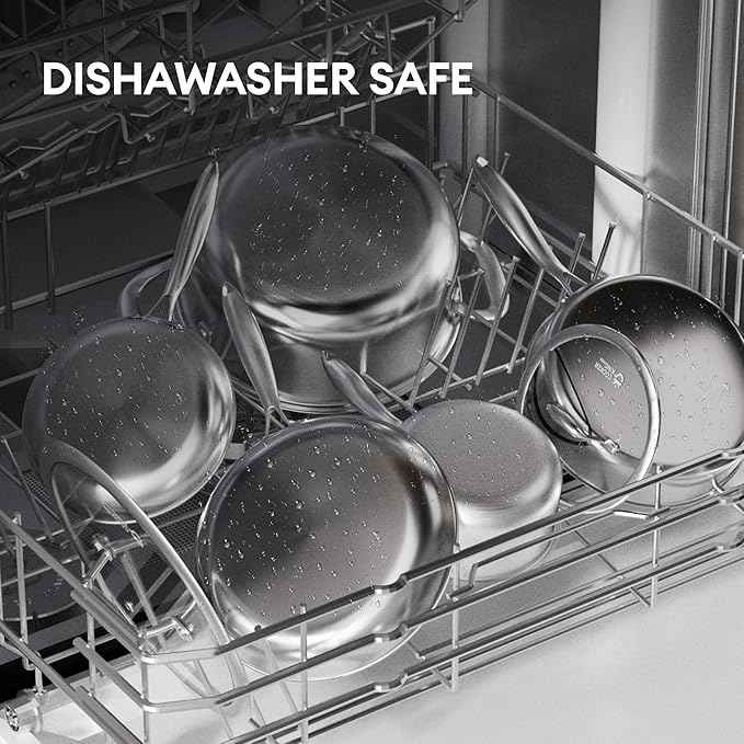 COOKER KING 7 PCS Stainless Steel Cookware Set, Pots and Pans Set Non Stick, Hybrid Cookware,Non-Stick Frying Pan, Saucepan, Saute Pan & Stockpot, Non-Toxic, Oven Safe, Induction Compatible