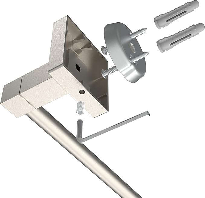 Ruacq Hand Towel Holder 10inch, Stainless Steel Towel Ring, Square Base Towel Bar for Bathroom, Brushed Nickel Single Towel Bars, Towel Holder Wall Mounted, Total Length 12inch