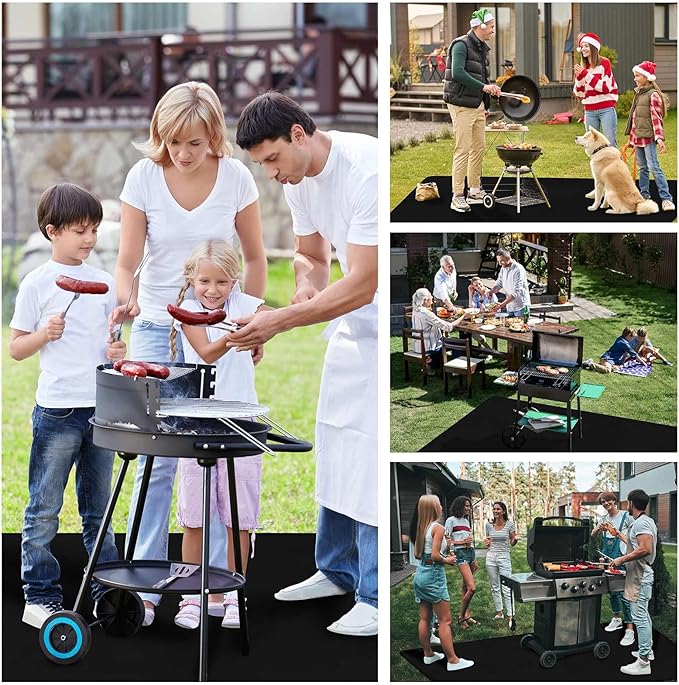 80X48 Inches Extra Large BBQ mats for outdoor grill - Fireproof Deck and Patio Protector, Waterproof and Oil-Proof Barbecue Grill Mat