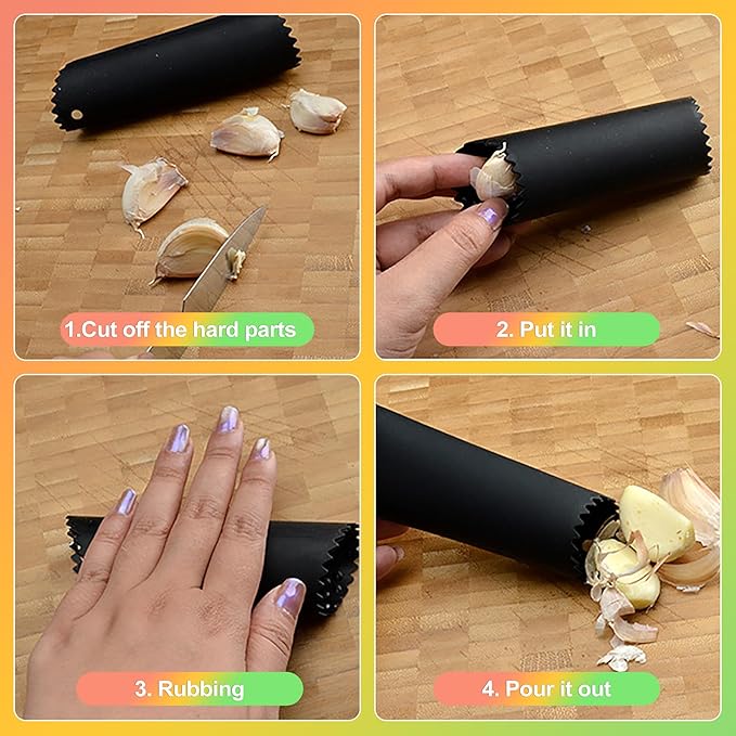 ZukoCert 3-Piece Silicone Garlic Peeler & Press Set – Quick Garlic Prep Tool with Food-Grade Silicone, No-Squeeze Design, Easy-Clean Kitchen Gadget for Home & Restaurant Use