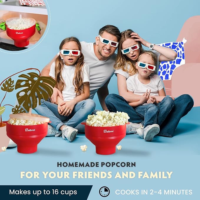 The Original Salbree Collapsible Silicone Microwave Popcorn Popper Maker Machine, Microwavable Bowl Holds 16 Cups, Uses Hot Air and Oil Always Optional - The Most Colors Available (Tan)