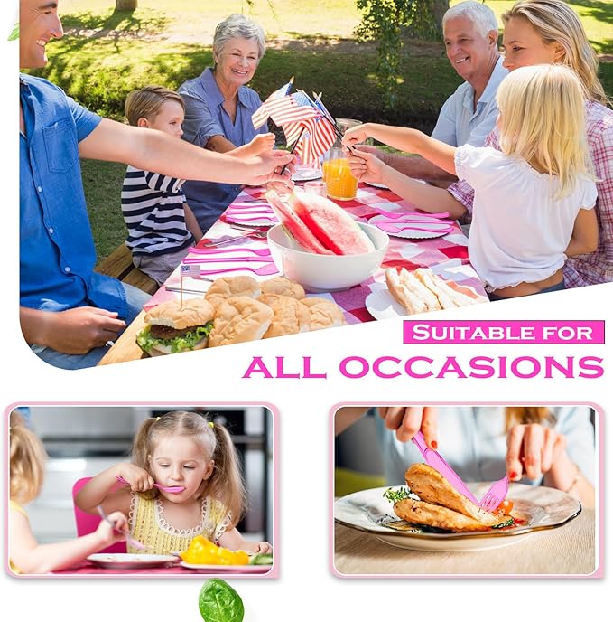 Minatee 150 Pieces Disposable Cutlery Set Plastic Silverware Heavy Duty Utensil Sets 50 Forks 50 Knives 50 Spoons for Home Office School Party Picnics Restaurant Outdoor Events