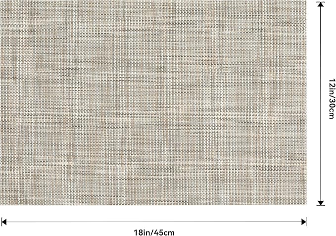 Leetaltree Linen Yellow Placemats Set of 4 - Heat Resistant Non-Slip Place mats for Dining Table, Washable Durable PVC Vinyl Woven Table Mats(Linen Yellow, 4)