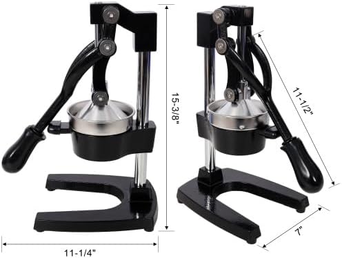 Cast Iron Citrus Juicer, Extra-Large Commercial Grade Manual Hand Press, Heavy Duty Countertop Squeezer for Fresh Orange Juice,Black