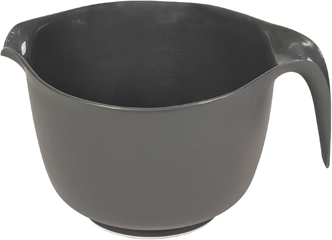 Glad Mixing Bowl with Handle – 3 Quart | Heavy Duty Plastic with Pour Spout and Non-Slip Base | Dishwasher Safe Kitchen Supplies for Cooking and Baking, Grey