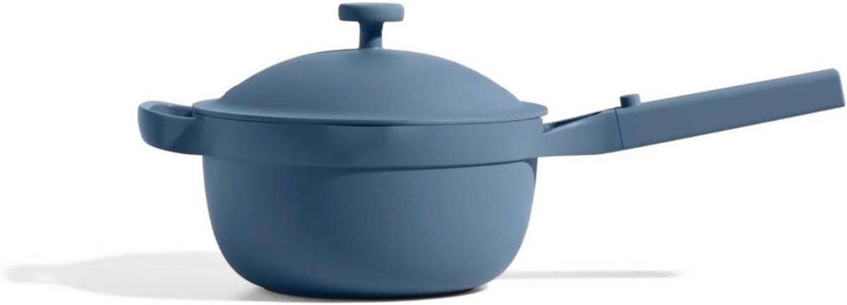 Our Place Perfect Pot -Mini 2.5Qt Nonstick Ceramic Sauce Pan with Lid | Versatile Cookware for Stovetop and Oven | Steam, Bake, Braise, Roast | PTFE & PFOA-Free | Toxin-Free, Easy to Clean | Blue Salt