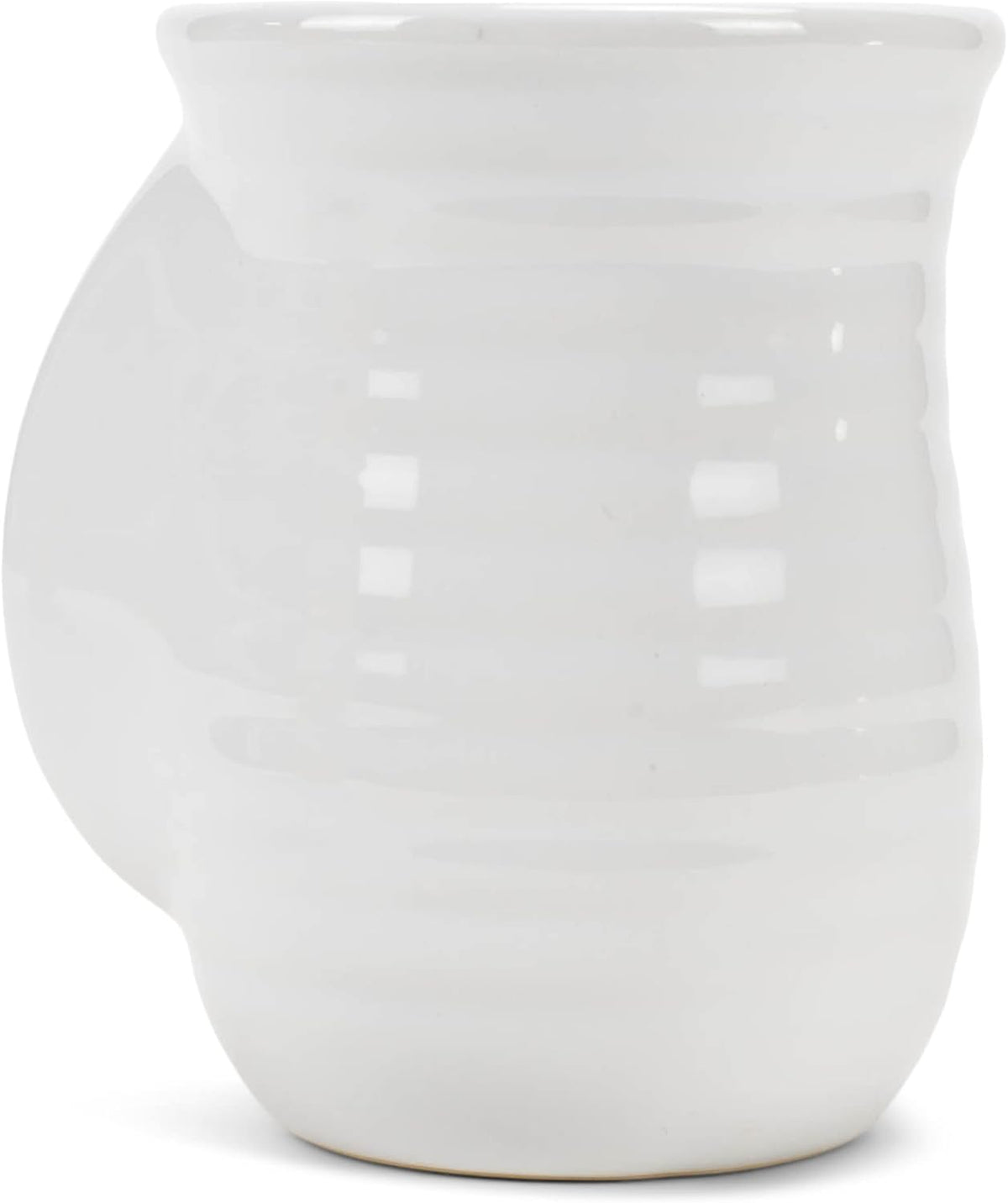 Elanze Designs Ribbed 14 ounce Ceramic Stoneware Handwarmer Mug, White