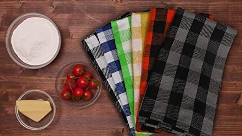 Urban Villa Cotton Dinner Napkins Set of 6, Highly Absorbent 20x20 Inches Premium Cloth Napkins Hotel Quality Reusable & Washable Table Dinner Napkins for Home & Weddings - Multicolor, Checks