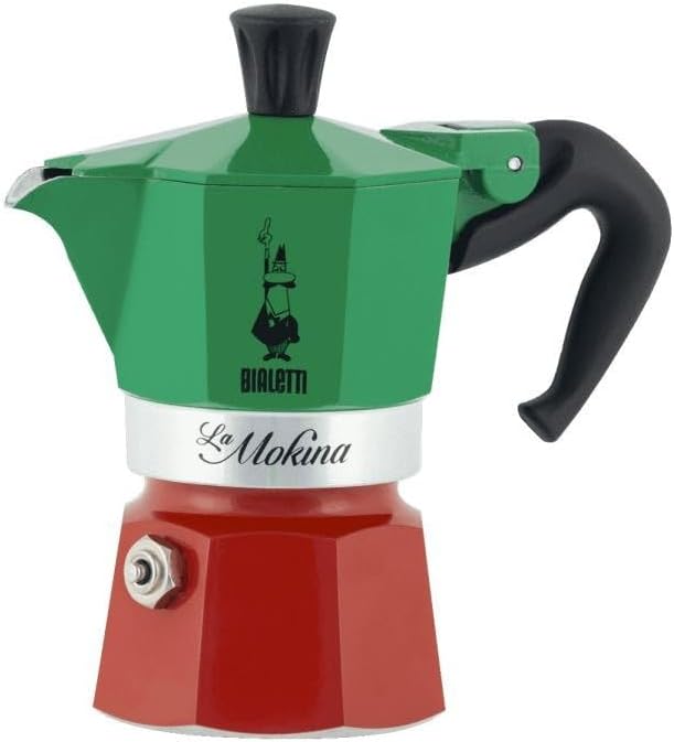 Bialetti Moka Express Iconic Italian Stovetop Espresso Maker (Green/Red, Makes 1/2 Cups)