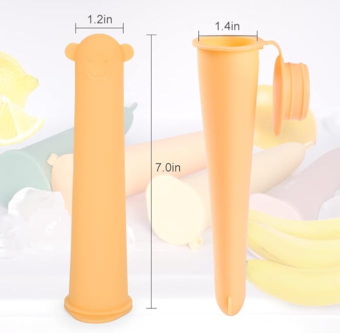 haakaa Food Grade Silicone Ice Pop Mould With Lids BPA Free Reusable Baby Popsicle Molds for Kids,For fresh fruit,Snacks,Popsicle,Yogurt Sticks,3.5oz 100ML,4 Colors,Set of 4