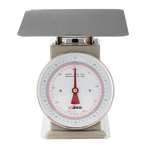 Winco Analog Receiving Scale with Dial, 100 Pound, 9"