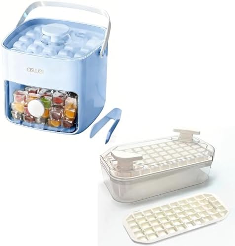 Ice Cube Tray with Lid and Bin+ Mini Ice Cube Trays with Lids