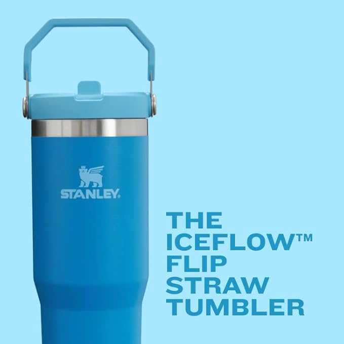 STANLEY IceFlow Flip Straw Tumbler with Handle 30 oz | Twist On Lid and Flip Up Straw | Leak Resistant Water Bottle | Insulated Stainless Steel |BPA-Free | Cream