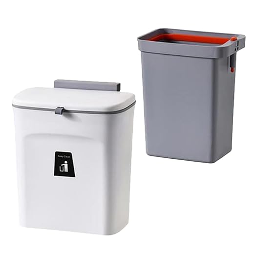 Kitchen Compost Bin with Lid 9l Hanging Trash Can Plastic Sealed Waste Basket with Inner Bucket for Home Wall-Mounted Food Scrap Storage and Recycling