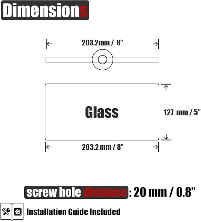 JQK Bathroom Glass Shelf Black, Tempered Glass Shower Storage 8 by 5 inches, 304 Stainless Steel Matte Black Wall Mount 2 Pack, TGS101L8-PB-P2