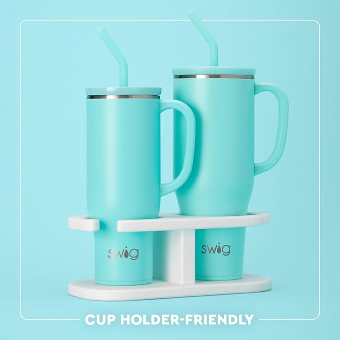 Swig Life 30oz Mega Mug, 30 oz Tumbler with Handle and Straw, Cup Holder Friendly, Dishwasher Safe, Extra Large Insulated Tumbler, Stainless Steel Water Bottle (Bride to Be)