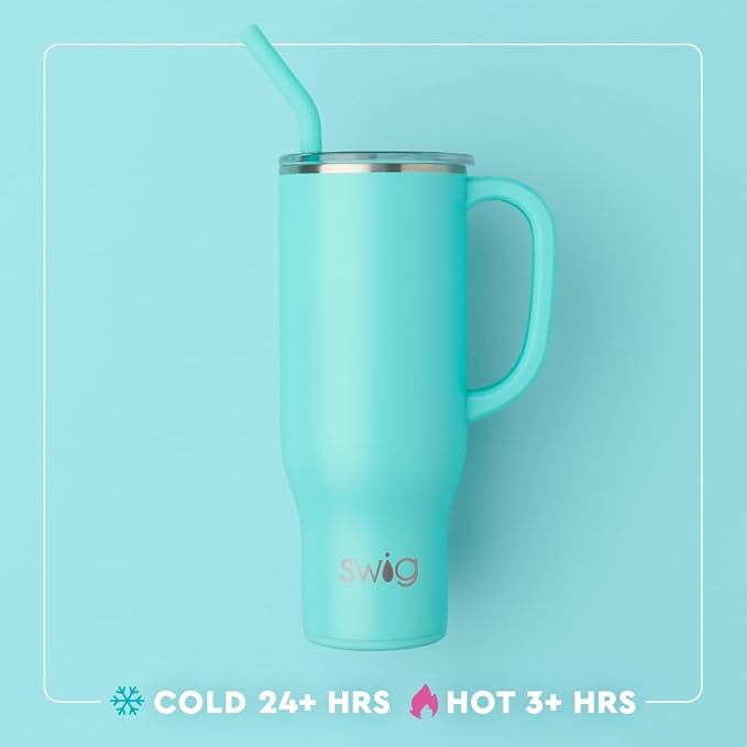 Swig Life 30oz Mega Mug, 30 oz Tumbler with Handle and Straw, Cup Holder Friendly, Dishwasher Safe, Extra Large Insulated Tumbler, Stainless Steel (Confetti)
