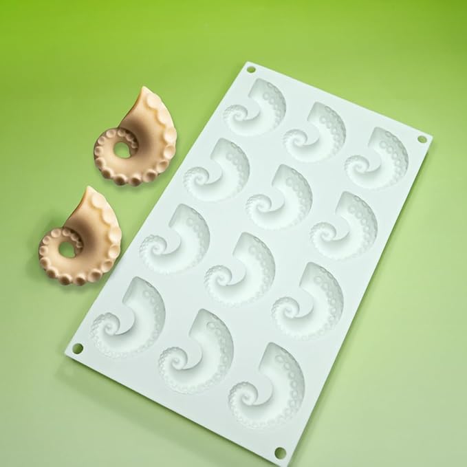 mostsom Sea Octopus Tentacles Silicone Mold Round Star Shaped Baking Mold Cake Border Fondant Molds Cake Decorating Tools (G_11.76x6.88x0.68 inch)