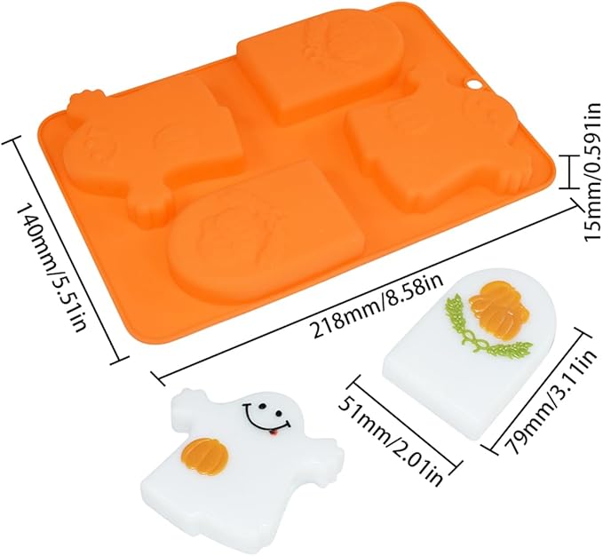 Halloween Ghost Silicone Molds, Non-Stick Baking Mold for Making Jelly, Chocolate and Cake (B_ Ghost)