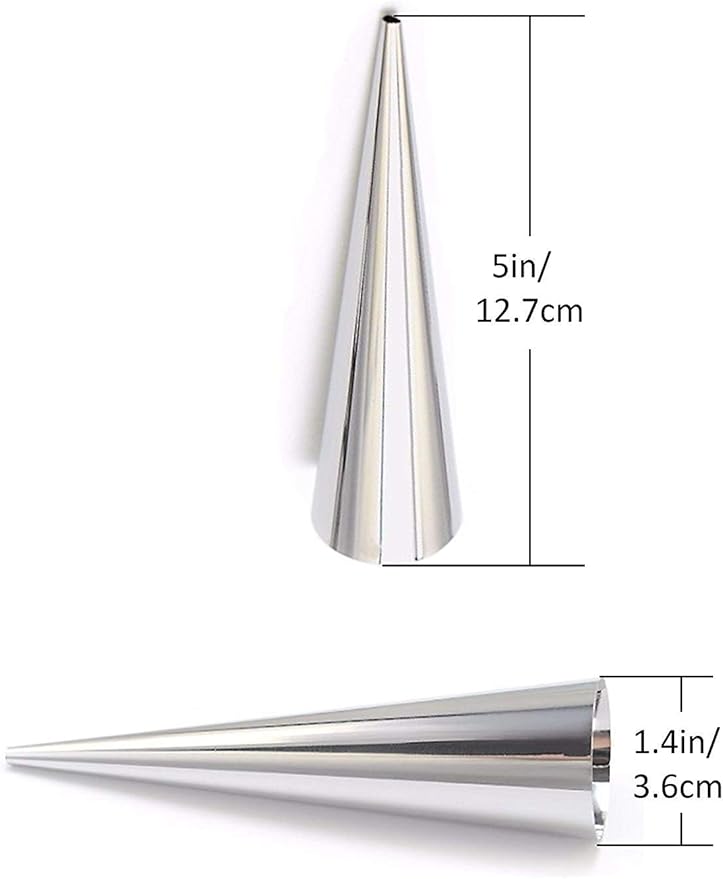 Joyeee 30 Pack Non-stick Large Cream Horn Molds - 5" Stainless Steel for DIY Cooking Danish Pastry, Lady Lock Form, Croissant Roller, Ice Cream Egg Roll