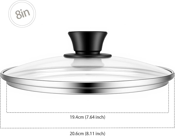 8 Inch Cast Iron Skillet with Tempered Glass Lid, Pre-Seasoned, Even Heat Distribution, Silicone Handle Cover & Pan Scraper, Ideal for Breakfast & Everyday Cooking