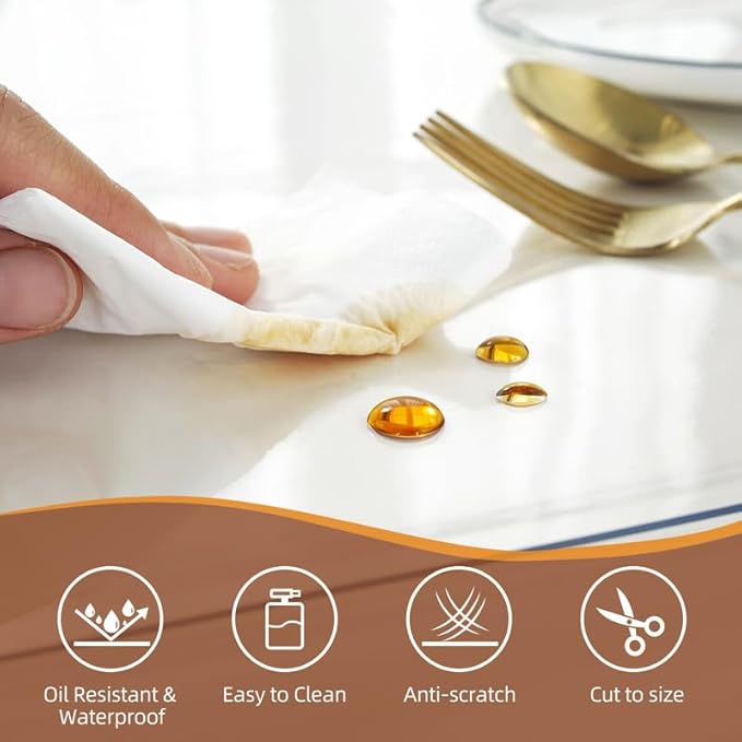 Warmstar Clear Table Cover Protector 34 x 34 Inch,1.5mm Thick Plastic Table Cover Rectangle,PVC Clear Table Protector,Desk Protector Mat for Kitchen, Dresser, Writing Desk，Dining Room Table