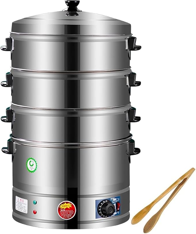 Electric Food Steamer, 3-Tier Stainless Steel, Thermostatically Controlled for Automatic Heating, Ideal for Healthy Cooking and Breakfast,47