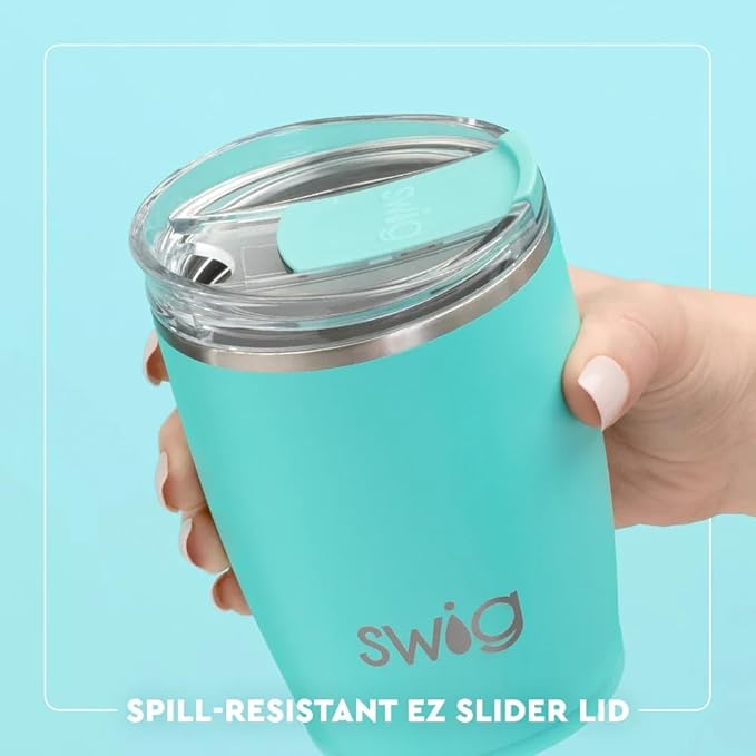 Swig Life 12oz Insulated Tumbler, Travel Coffee Tumbler with Lid, Cup Holder Friendly Travel Coffee Mug, Stainless Steel, 12 oz Reusable Insulated Coffee Mug (Saturdays in Gainesville)