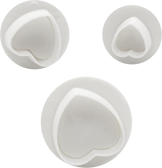 1 Set Heart Shape Fondant Flower Cutter,White Flower Plunger Cookie Cutter, Cake Decorating Tools,Dessert And Candy Sculpting Tools,White Baking Accessories