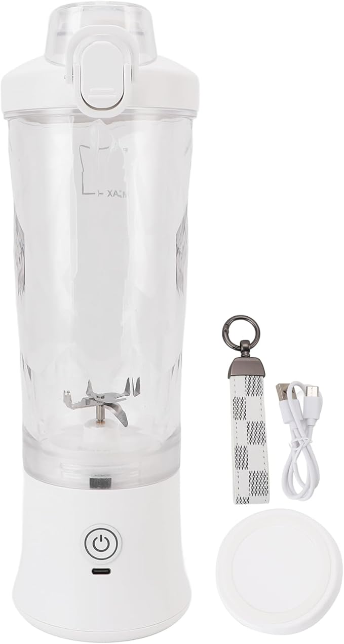 Portable Blender 600ml 18000RPM USB C Rechargeable Mini Juicer Cup with Stainless Steel Blades RGB Light for Travel Gym