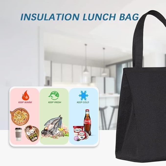 iknoe Insulated Lunch Bag for Women & Adults, 9L Foldable Wide-Open Cooler Bag with Pockets, Leakproof & Portable, for Picnic, Office, Beach(PureBlack)
