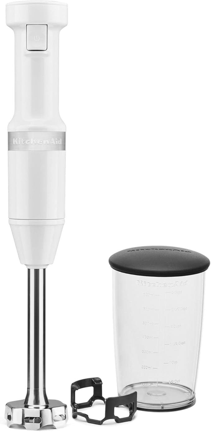 KitchenAid KFC3516WH 3.5 Cup Mini Food Processor, White & Variable Speed Corded Hand Blender, White KHBV53